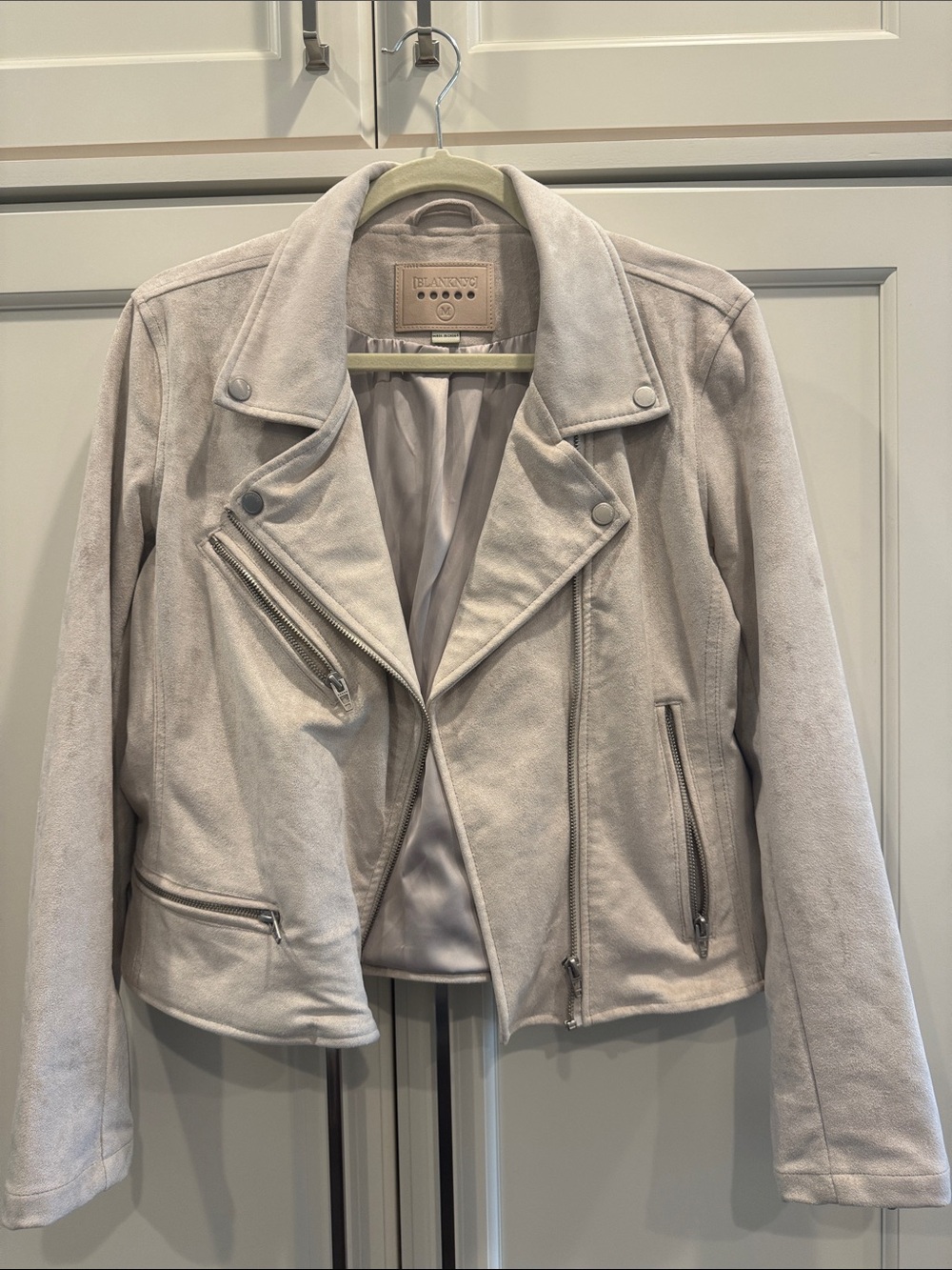 Light Taupe Suede Moto Jacket - Women